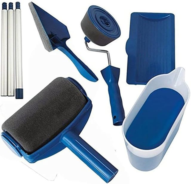 LLPP Wall Printing Brush Kit, Paint Roller Kit, 6 Pcs Multifunctional Paint Runner Set, Paint Runner Pro Paint Roller Brush Handle Tool, For Room Home Office
