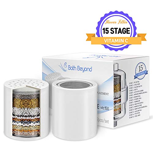 15-Stage Shower Filter Replacement Cartridge (Pack of 2) with Vitamin C for Hard