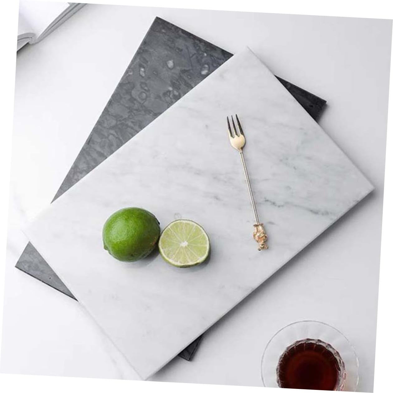 Tabla de Mármol Blanco para Cortar y Servir, Resistente a Manchas y Ligera, Adecuado para Cocina y Presentación de Alimentos