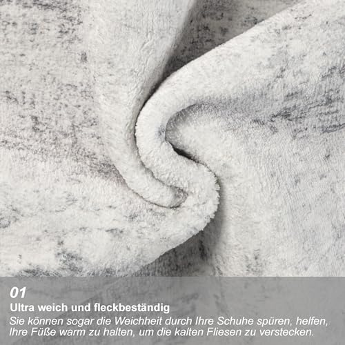 Capslpad Teppich Läufer Flur 80x300cm Grau Abstrakter Waschbar rutschfest Küchenläufer Teppich Modern Minimalistisch Kurzflor Kunstwolle Teppiche für Wohnzimmer Schlafzimmer