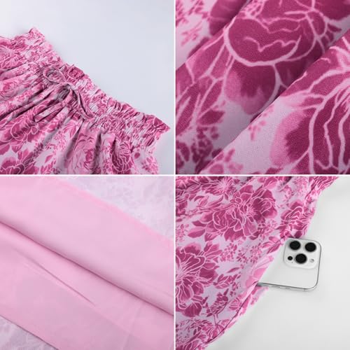 Maxi Skirts for Women Summer Floral Skirt Victorian Flowy Long Skirt Red XL — view 6