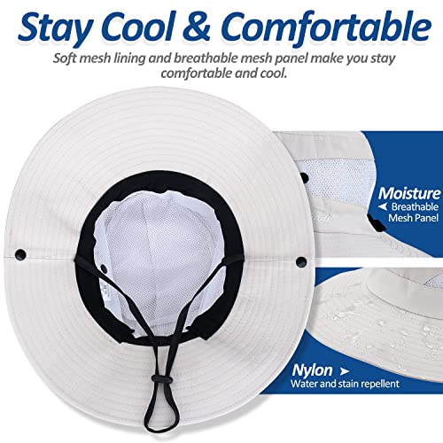 Sun Hats Ponytail For Women, Wide Brim Fishing Hat Foldable Beach Hat, Uv Protection Bucket Hats, Garden Outdoor Summer Caps, Grey&Beige #TOP3
