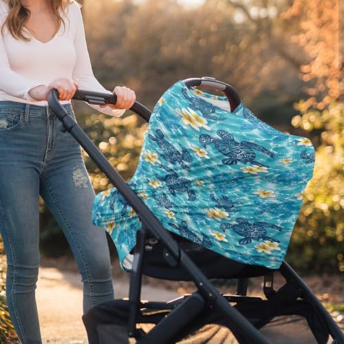 Image of Car Seat Cover Baby, Sea Turtle, car seat Cover for Baby carseat