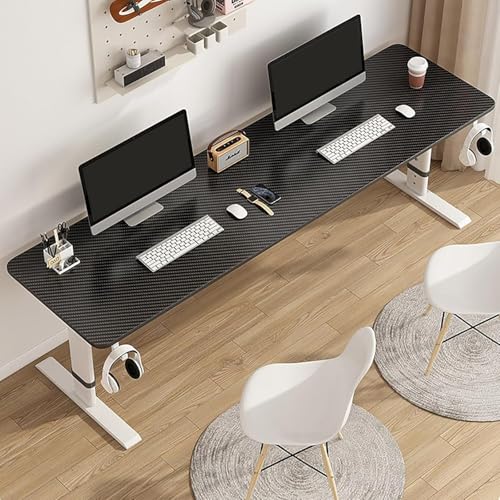 Wujgbnhg 手動式昇降式デスクパソコンデスク 学習机 勉強机 スタンディング 収納フック付き 作業机 人間工学 高さ調節65〜100cm 幅80〜180cm 静音 耐荷重100KG 掃除が簡単 多色選択(幅80×奥行60×高さ100cm ブラックの天