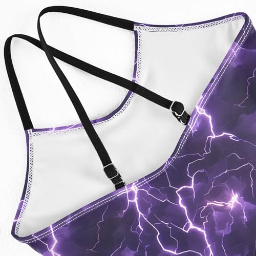 Girl's Swimsuit 1 Piecing Bathing Suit for Girls Swim Suits for Girls Beach Swimwear Lightening Purple Nature4