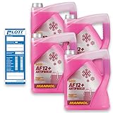  4x MANNOL MN4012-5 Longlife Antifreeze AF12+ -40 Kühlerfrostschutz Kühlmittel 5L