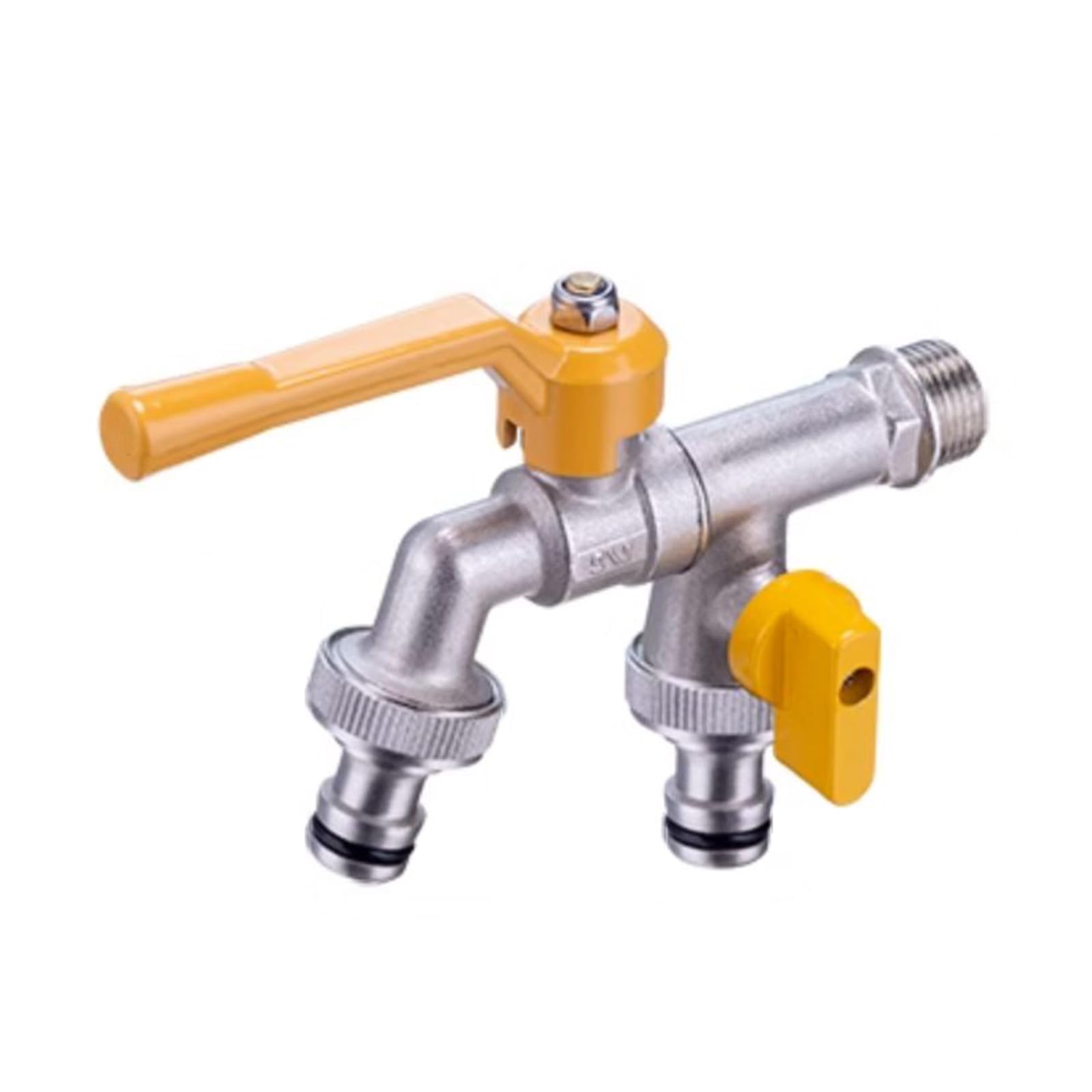 Rubinetto Da Giardino Esterno Valvola A Sfera in Ottone con Doppio Rubinetto Antigelo Da 1/2 Pollice per Irrigazione,Argento Cromato