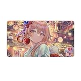 デスクマット パッド 宵宮 和服 浴衣 美少女 【ゴム生地 傷防止 デスク守り】 キャラクター柄 萌グッズ 大き 滑り止め 軽量 多機能 お手入れ簡単 装飾用 かわいい アクセサリー 40X75cm