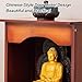 YZHUO Butsudan Solid Wood, Small Altar Table with Pull-Out Shelves, Buddhist Altar Shelf, Pooja Meditation Table, Chinese-Style Door Lintel Design(25x43x39 cm/10x17x15 in)