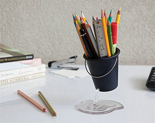 Creative Pencil Holder, Design Floating Bucket Pen Case Container Ideal Desk Accessory, Cute Pencil Holder For Desk,Black #TOP4