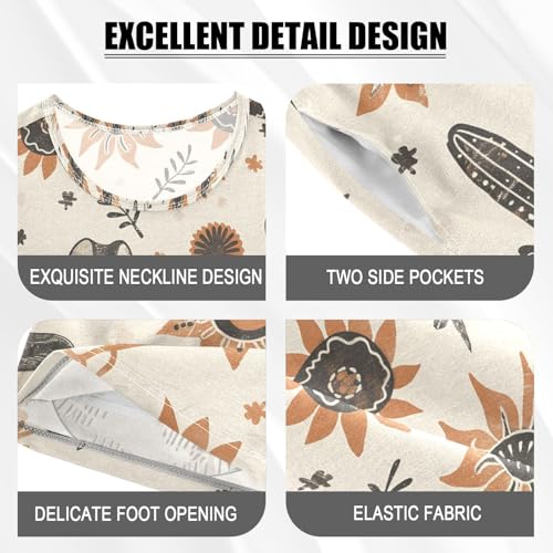 ALAZA Beautiful Blossom Cactus Flower Floral Pajamas Set Short Sleeve Cotton Sleepwear Summer Pjs 2 Piece 5-14Y4