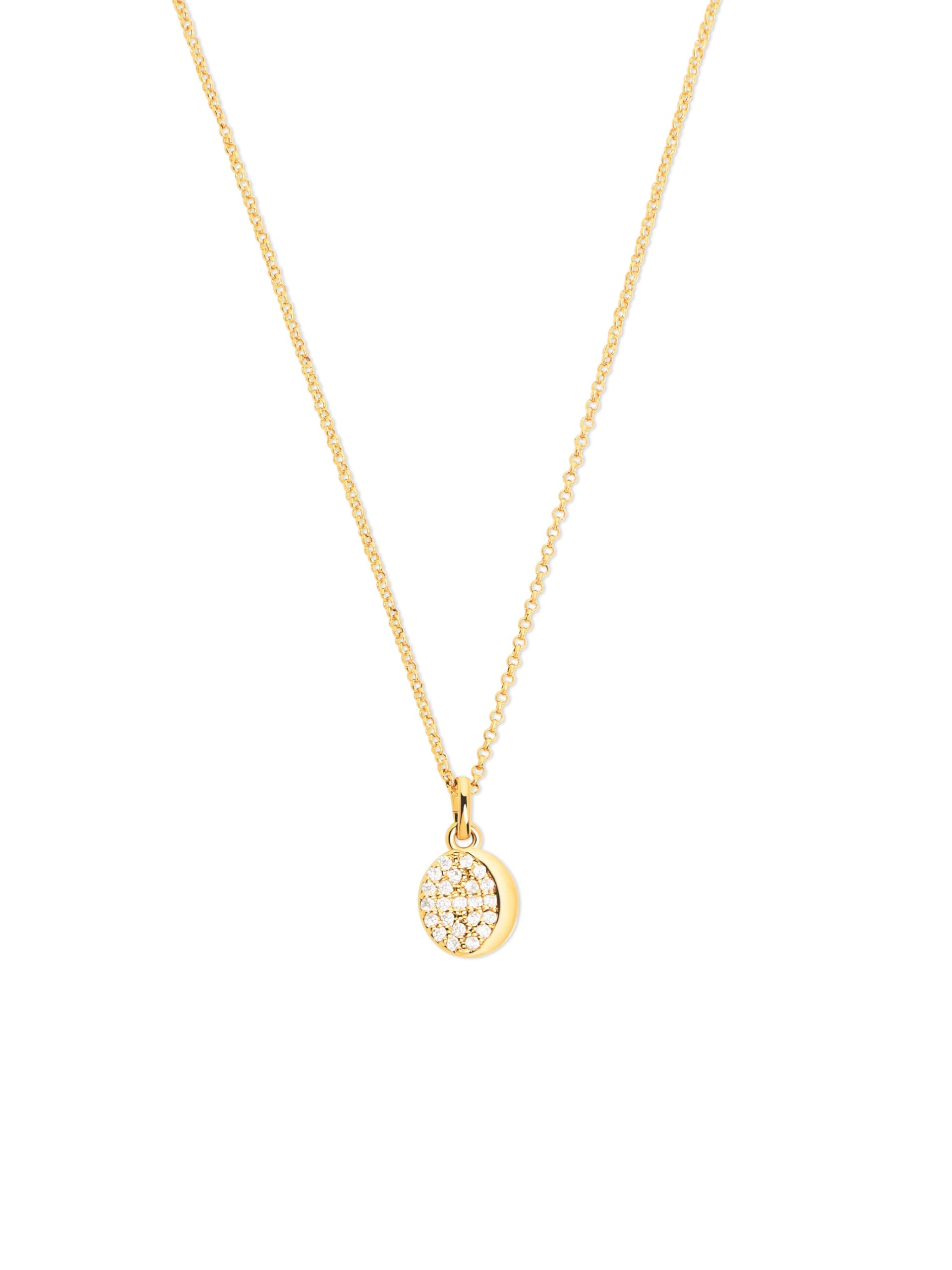 SINGULARU Collar Moon & Sparks - Collar en Latón con Acabado Baño de Oro de 18 Kt y Circonitas - Cadena de Largo Ajustable 40 cm - Joyas para Mujer