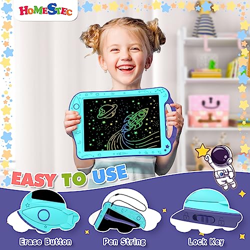 HOMESTEC AstroDraw Juguetes para niños, tableta de dibujo LCD, pintura de escritura doodle pizarra mágica, temáticos espaciales regalo juguetes niñas y niños 2 3 4 5 6 años infantiles (Azul/Púrpura) - imagen 2