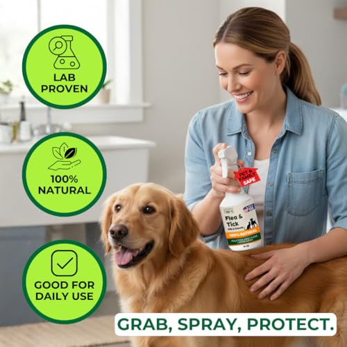 Image of Nature's Dome Flea & Tick Starter Kit - Makes 3 Bottles (16 oz Each) - Plant-Based, Eco-Friendly Formula - Kills & Repels Fleas, Ticks, Larvae & Eggs - Safe for Pets, Kids & Plants