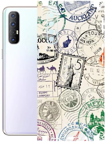 Image of AtOdds - Full Body Back Screen Guard Protector Film - Lamination Wrap Skin Sticker Compatible with Oppo Reno 3 PRO | Scratchproof Matte Finish (Stamps)