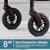 ELENKER All-Terrain Rollator Walker with 8 Non-Pneumatic Wheels, Sponge Padded Seat and Backrest, Fully Adjustment Frame for Seniors,Red