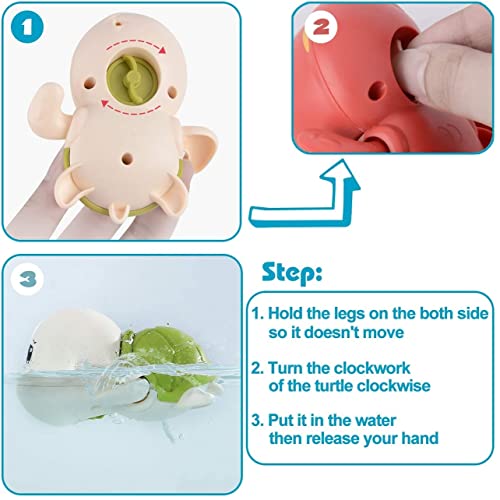 Image of RVEE Wind Up Bath Toys for Kids (Pack of 3) | Swimming Turtle, Whale & Duck Bathtub Toys | Baby Bath Toys for Toddlers 1-5 Years | No Battery Water Toy | Return Gift for Boys & Girls