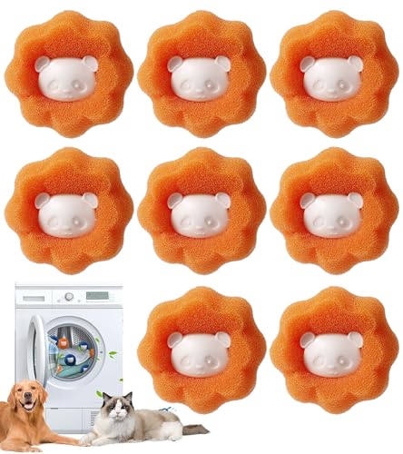Attrape Poils Machine à Laver, 8 Pièces, Orange