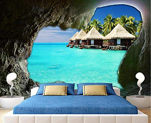 Muralo Papel Pintado Fotográfico Con Estructura De Vinilo, Diseño De Mar, Playa, Sol, Dunas Y Dunas