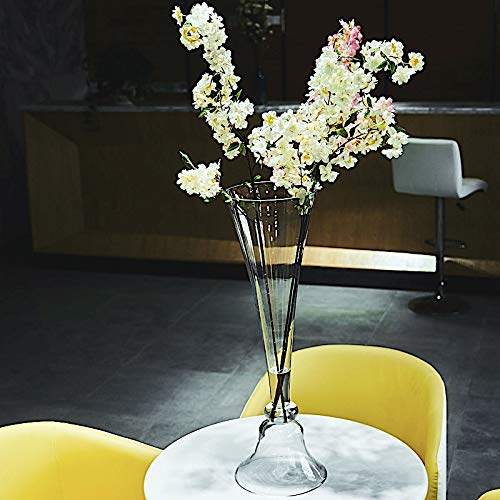 Balsacircle 2 Clear 32-Inch Tall Reversible Glass Trumpet Vases Centerpieces Wedding Reception Event Party Home Decorations Supplies #TOP6