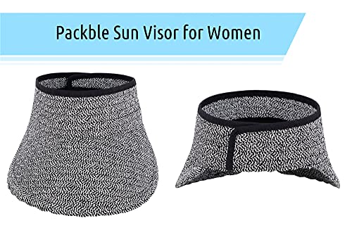 Womens Sun Hats For Women Sun Visor Hat For Women Floppy Sun Hat Golf Sun Hat Visor Women Sun Hats Uv Protection Wide Brim Sun Visor, Black/White #TOP4