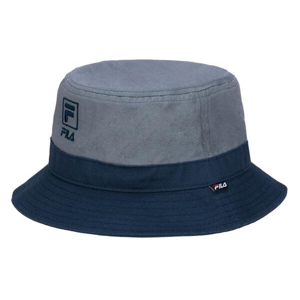 Fila Unisex Stone Gray/Navy Two Tone Cotton Twill Bucket Hat, One Size