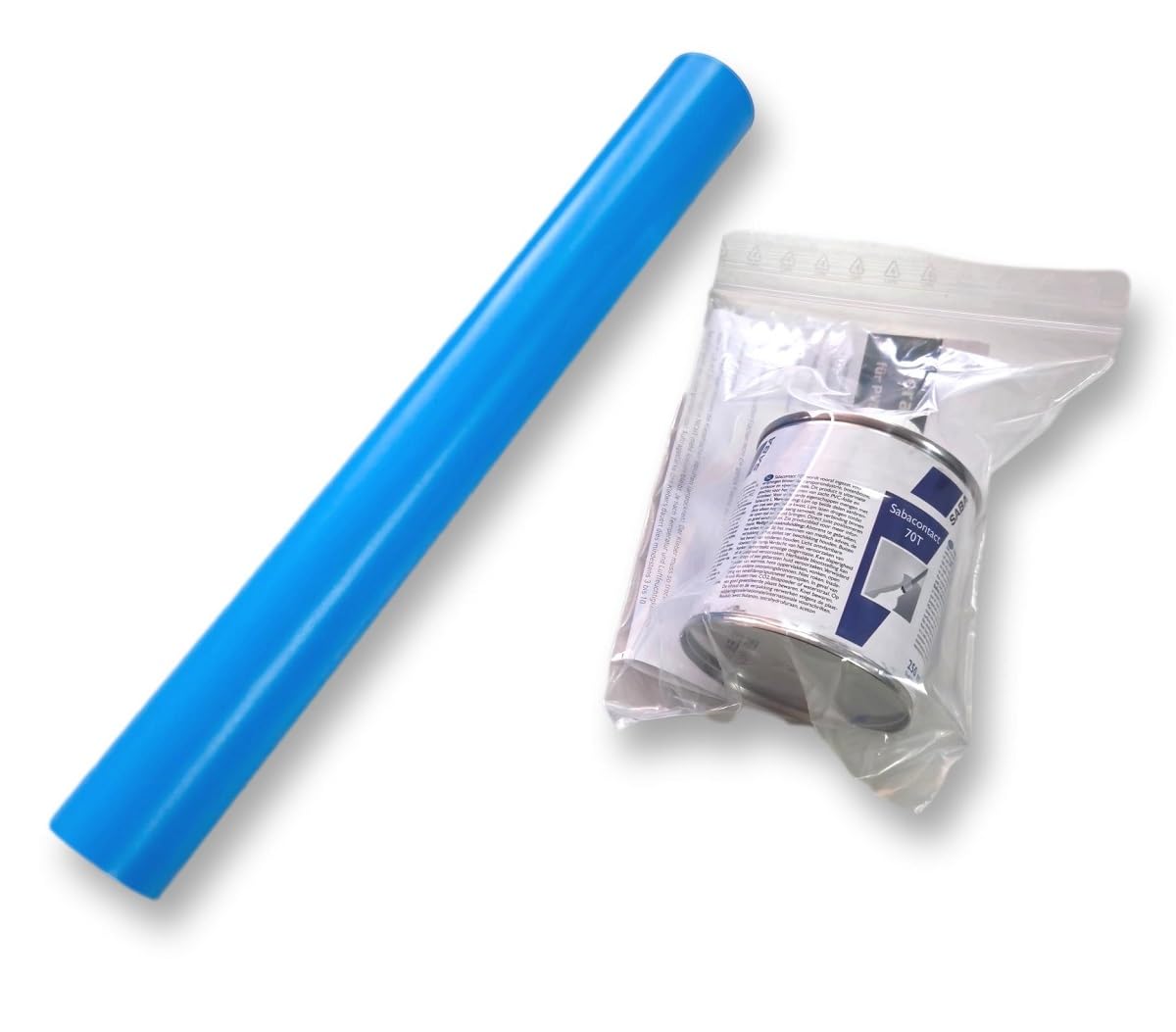 PVC Pool Reparaturset für ältere Pools PVC Poolfolie Kleber + Flicken (1x 35 x 70 cm Flicken + 1 x 250 ml Sabacontact)