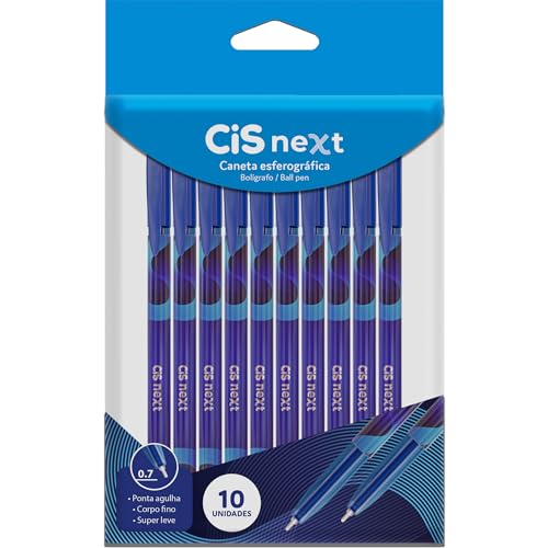CIS, Caneta Esferografica 0,7 mm NEXT, Estojo com 10 unidades, cor Azul