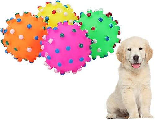 Miniatura 8 de balacoo 8 piezas de juguete espinoso para gatos y cachorros juego de sonido molar mordida para juguetes resistencia masticación bola chirriante