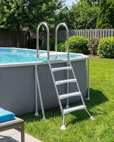 AIBOTY Edelstahl Poolleiter v2a mit 4 Rutschfesten Stufen...