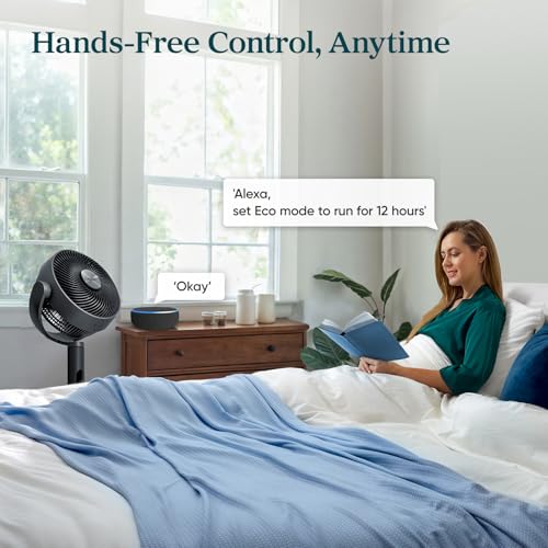 Levoit 20dB Quiet Smart Pedestal Fans for Bedroom, 1451CFM Ultra-High Airflow, 12H Timer with WiFi/Voice/Remoter, 43'' Auto 120°+90° Oscillating Standing Fan, 12 Speeds, 4 Modes, DC Motor - Image 8