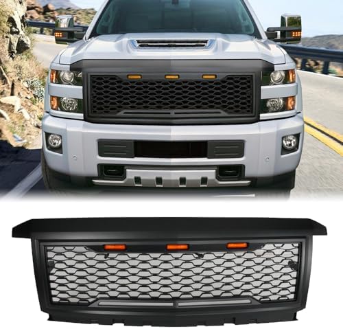 Onegrille Black Billet Grille Insert For 2015-2018 Chevy Silverado 2500 HD / 3500 HD – Stainless Steel, 2-Piece Kit