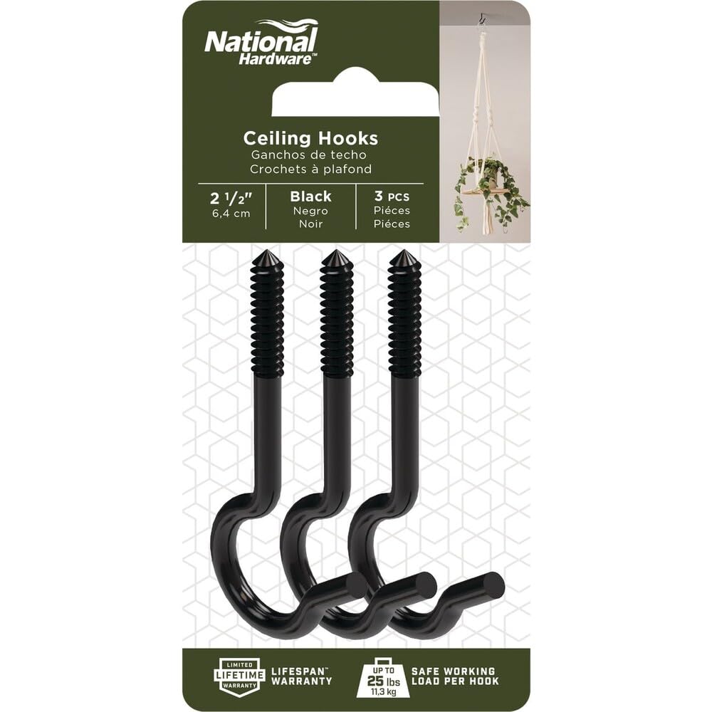 National Mfg. N274944 hak sufitowy - 6,5 cm czarny hak sufitowy