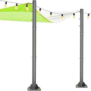 2 Pack Sun Shade Sail Poles - 10ft Outdoor Sunshade Sail Post Support Awning Canopy Heavy Duty Metal Pole Kit for Patio Garden Yard Backyard Grassland