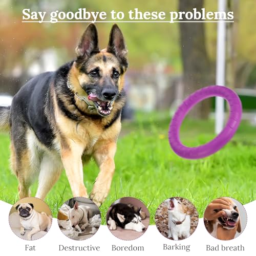 Telooco 4 Pack Dog Training Ring Toy, 7.48 Inch Dog Rings for Aggressive Chewers, Indestructible Pet Toys Flying Disc Floating Puppy Ring for Large Medium Puppy Training and Chewing