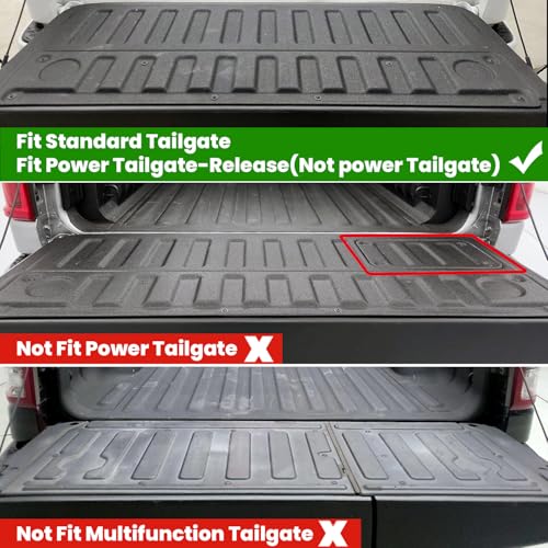 Image of LASFIT Tailgate Mat 2019-2025 2026 for Ram 1500 Standard Tailgate&Power Tailgate-Release(NOT for Classic /Multifunction /Power Tailgate) All Weather TPE Tailgate Protector Liner Replacement Accessories