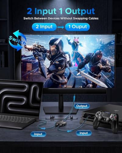 Acer HDMI Switch 2 in 1 Out, 4K60Hz Bidirectional 1 in 2 Out Video Switcher - image 3