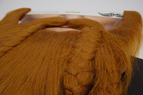 Mustaches Self Adhesive, Novelty, Viking Dwarf Fake Beard, False Facial Hair, Costume Accessory For Adults, Ginger Color #TOP4
