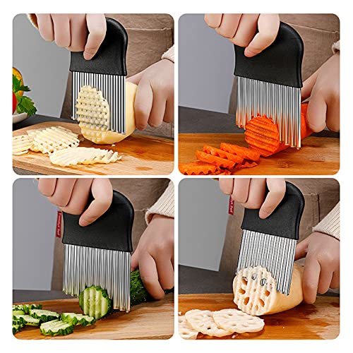 Aardappelsnijder, roestvrij stalen golfsnijder, veilig gereedschap, antislip handvat, golfsnijder voor groenten… - Image 7