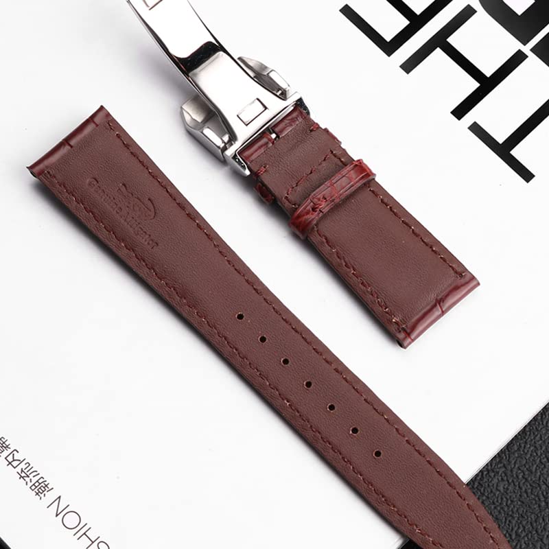 Correa de reloj de piel de cocodrilo de 20mm, 21mm, 22mm, repuesto para IWC Portugieser Porotfino, familia, relojes de piloto, correa con hebilla plegable