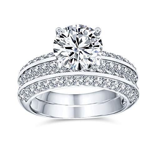 Bague mariage en argent avec grand solitaire rond pour briller en soirée