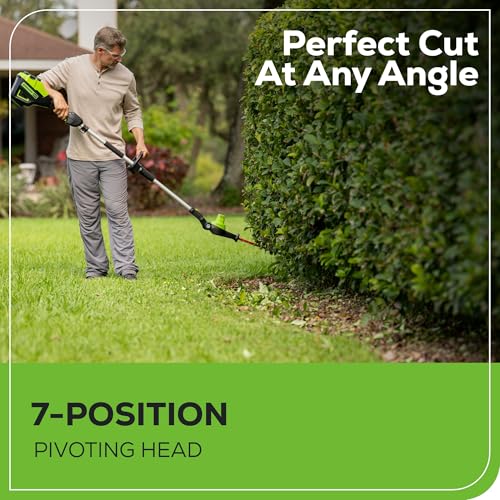 Image of Greenworks 60V 20 inch Brushless Cordless Battery Powered Pole Hedge Trimmer, 2.0Ah Battery and Charger Included
