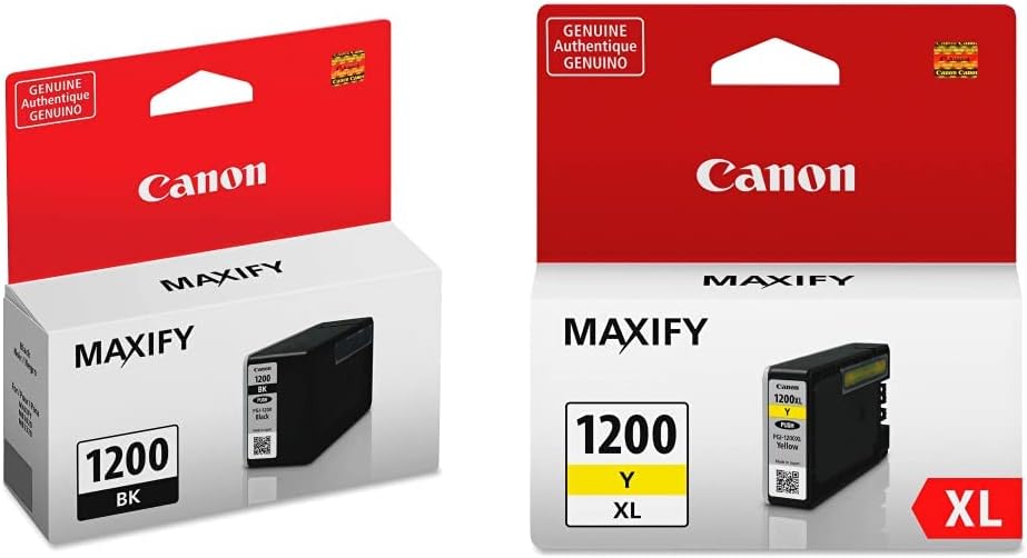 Canon PGI-1200 Pigment Black Ink Tank (PGI-1200 Black) PGI-1200XL Yellow Ink Tank Compatible to Printer MB2120, MB2720, B2020, MB2320