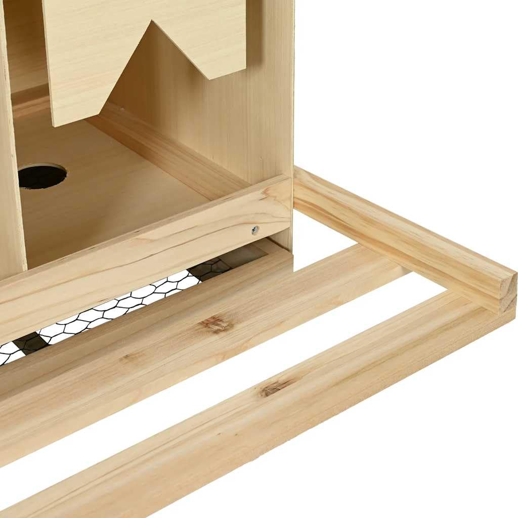 Nido de pollo con 3 compartimentos de madera maciza de pino 96 x 40 x 45 cm para grandes especies de aves de corral con base extraíble y percha plegable para facilitar la limpieza y el uso