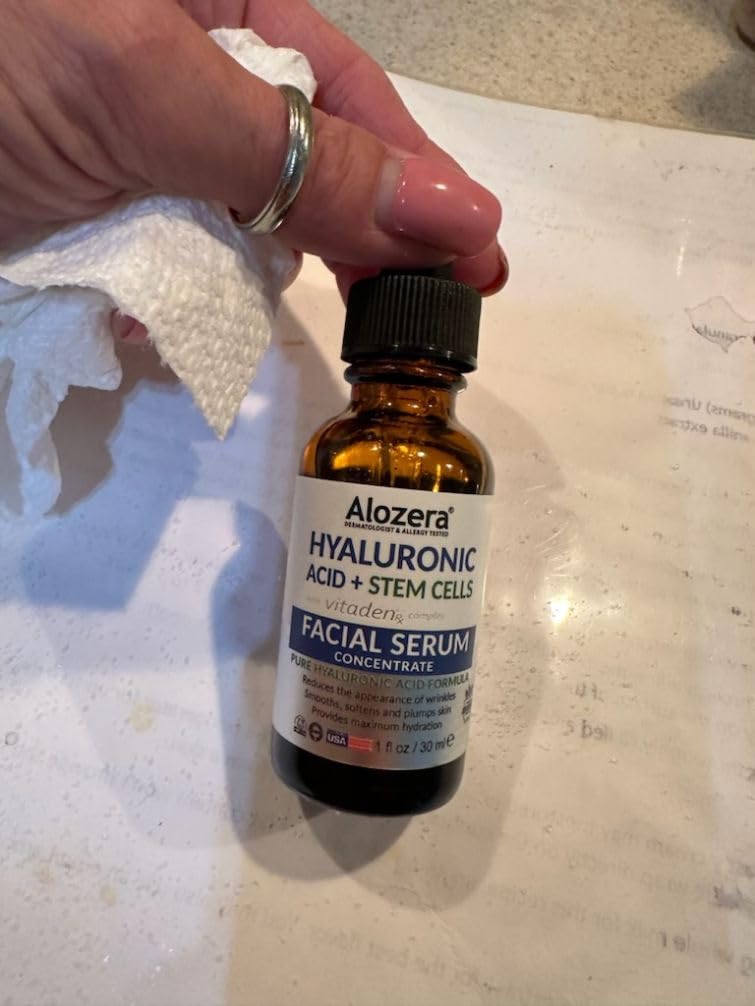 Alozera Hyaluronic Acid Serum for Face with Stem Cells, Deep Hydrating & Plumping Facial Serum for Dry Skin, Helps Improve Smoothness & Elasticity, Anti-Aging Moisturizing Serum for Day & Night