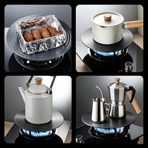 Smaoqingji Adaptador Inducción Placa Difusor Calor - 1 Unidad, Negra, Placas de Anillo con Mango Ergonómico, Apta Para Todo Tipo de Utensilios de Cocina, Cocinas de gas, Cocinas Eléctricas, etc - imagen 4