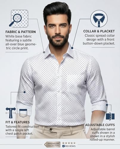 Image of Amazon Brand - INKAST Men's Printed Cotton Shirt | Full Sleeve | Regular Fit | Comfortable Formal Stylish Shirt for Men | Man Shirts for Professional Look