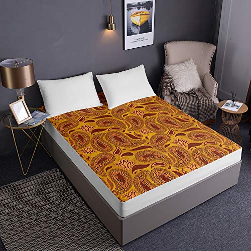 Drap housse 160x200 chicw1 jaune boho en microfibre bonnet 30 cm