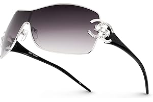 Fashionable Y2K Oversized Rimless Shield Sunglasses for Women