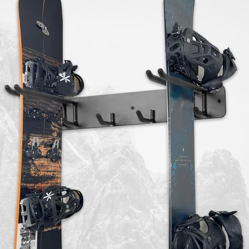 Aking Ace Wall Mount Ski Storage Rack,Garage Snowboard Storage Organizer 8 Pairs Metal Hooks Indoor Outdoor System Organization - Thumbnail 4